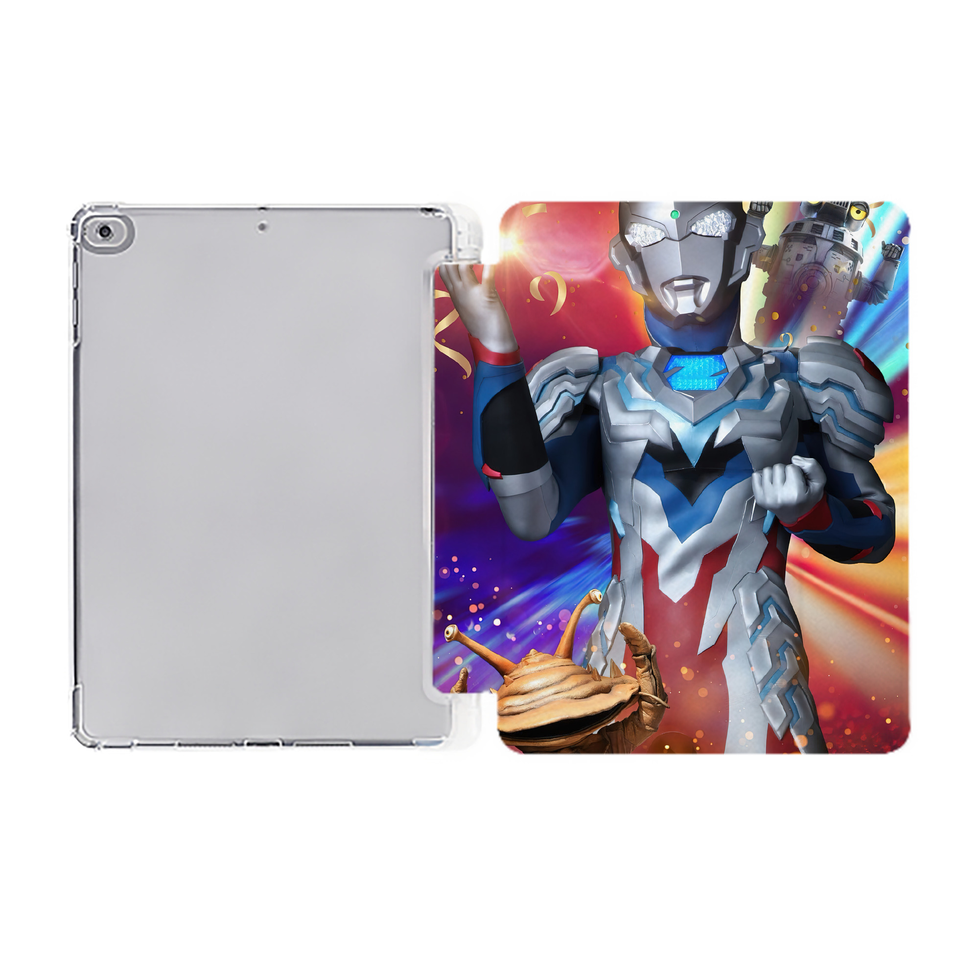 （画像用） ウルトラマン Ultraman IPad ケース ペン収納付き 三つ折りスタンド PUレザー×シリコン 対応機種9.5/10.5/10.9インチ